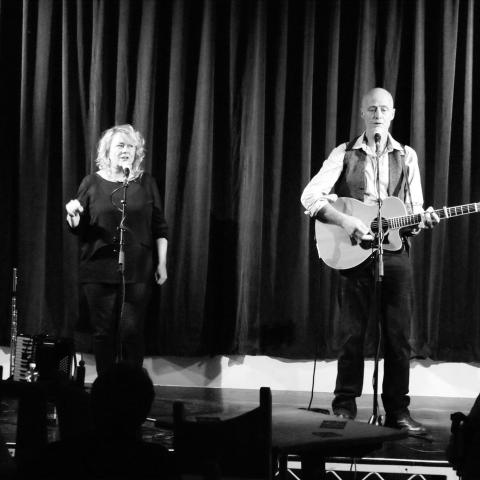 There should be a picture here of us trying to look cool at Edinburgh Folk Club