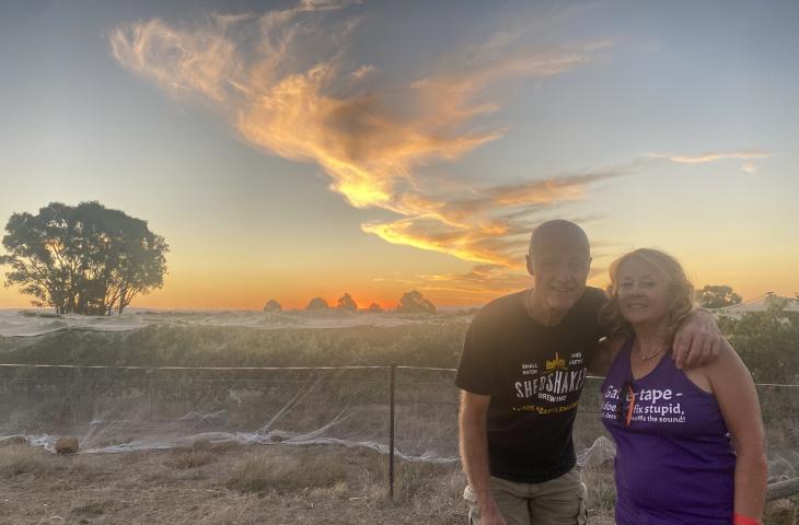 The sunset at Burke & Wills Winery
